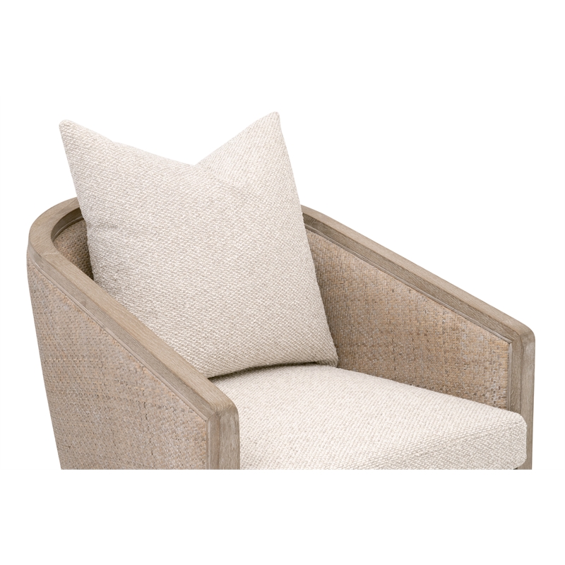 Maklaine Arm Chair in Performance Beige Fabric with Natural Gray Oak & Cane