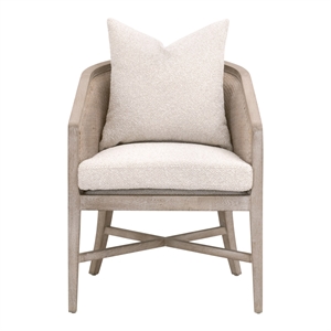 Maklaine Arm Chair in Performance Beige Fabric with Natural Gray Oak & Cane