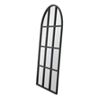 Maklaine Transitional Grid Arched Mirror in Matte Black Solid Wood