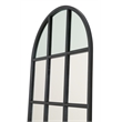 Maklaine Transitional Grid Arched Mirror in Matte Black Solid Wood