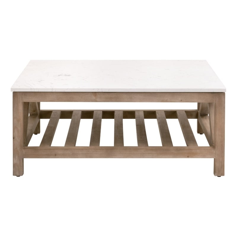 Maklaine Quartz Natural Beige Square Coffee Table Compact 42