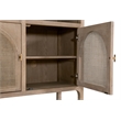 Maklaine Transitional Storage Bookcase in Natural Beige Solid Wood & Cane