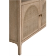 Maklaine Transitional Storage Bookcase in Natural Beige Solid Wood & Cane
