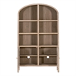 Maklaine Transitional Storage Bookcase in Natural Beige Solid Wood & Cane