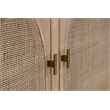 Maklaine Transitional Storage Bookcase in Natural Beige Solid Wood & Cane
