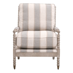 Maklaine Transitional Club Chair in Beige/Gray Fabric & Natural Gray Wood