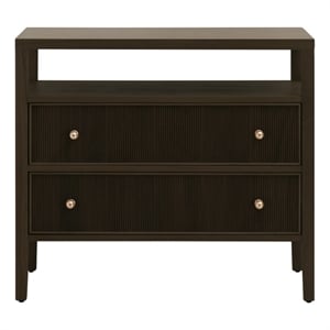 Maklaine Transitional Open Shelf 2-Drawer Nightstand in Brown