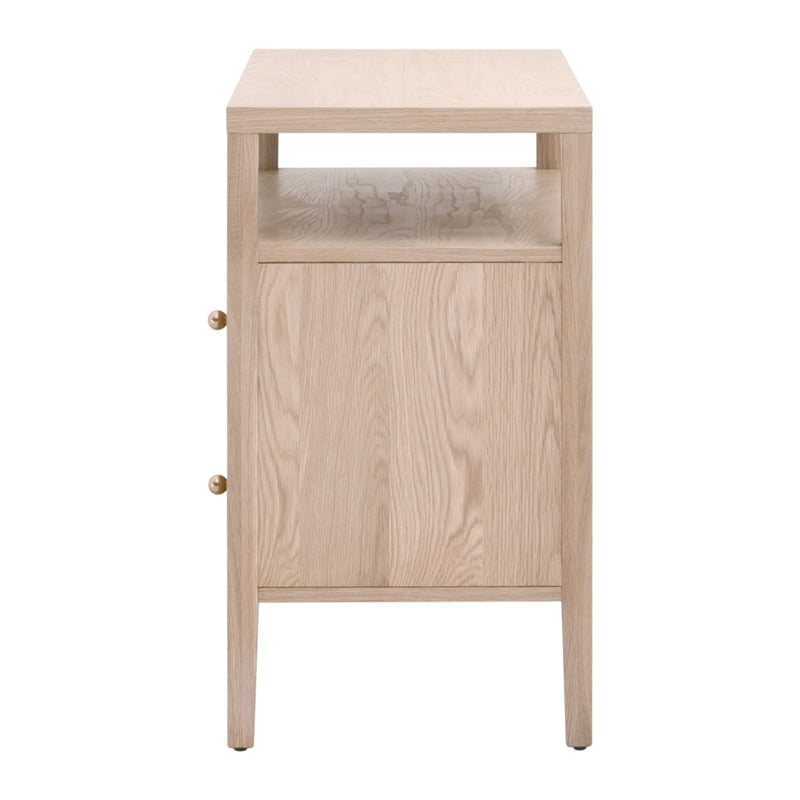 Maklaine Transitional Open Shelf 2-Drawer Nightstand in Natural