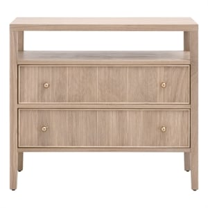 Maklaine Transitional Open Shelf 2-Drawer Nightstand in Natural