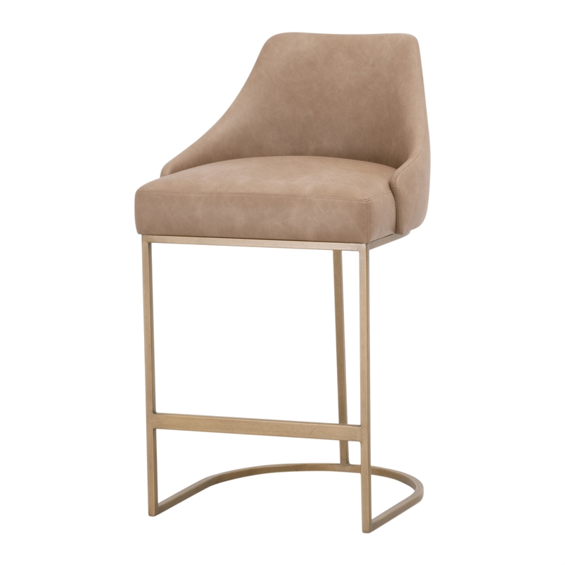Maklaine Contemporary Transitional Counter Stool Set of 2 in Tan