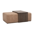 Maklaine Transitional Dovetail Upholstered Coffee Table in Tan
