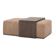 Maklaine Transitional Dovetail Upholstered Coffee Table in Tan