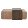 Maklaine Transitional Dovetail Upholstered Coffee Table in Tan