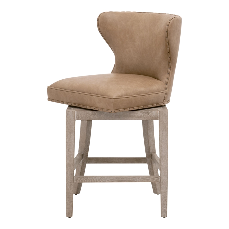 Maklaine Contemporary Transitional Swivel Counter Stool in Brown