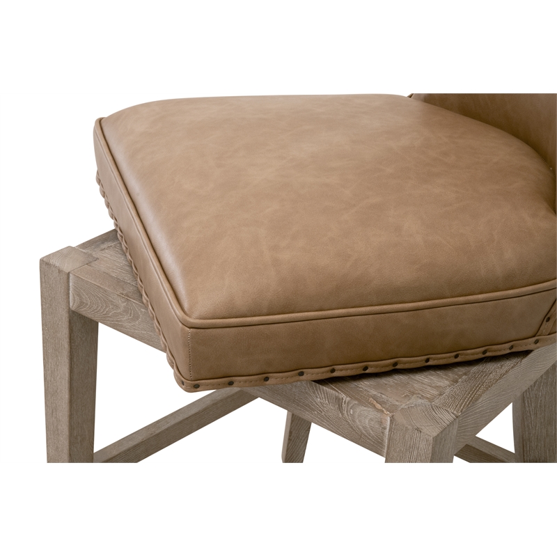 Maklaine Contemporary Transitional Swivel Counter Stool in Brown
