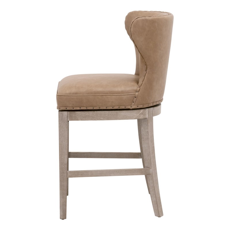 Maklaine Contemporary Transitional Swivel Counter Stool in Brown