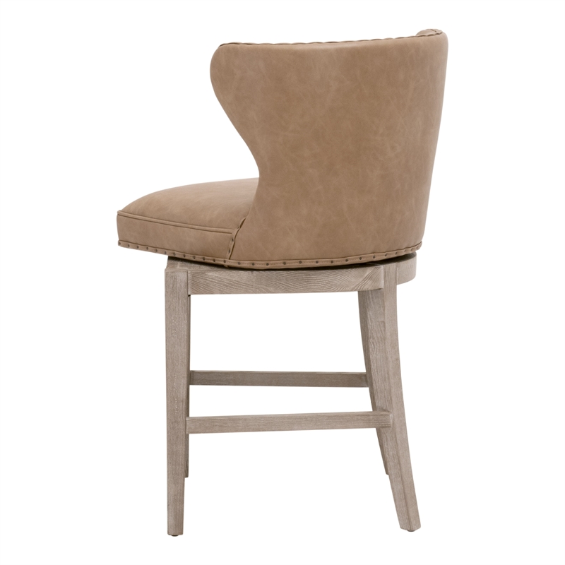 Maklaine Contemporary Transitional Swivel Counter Stool in Brown