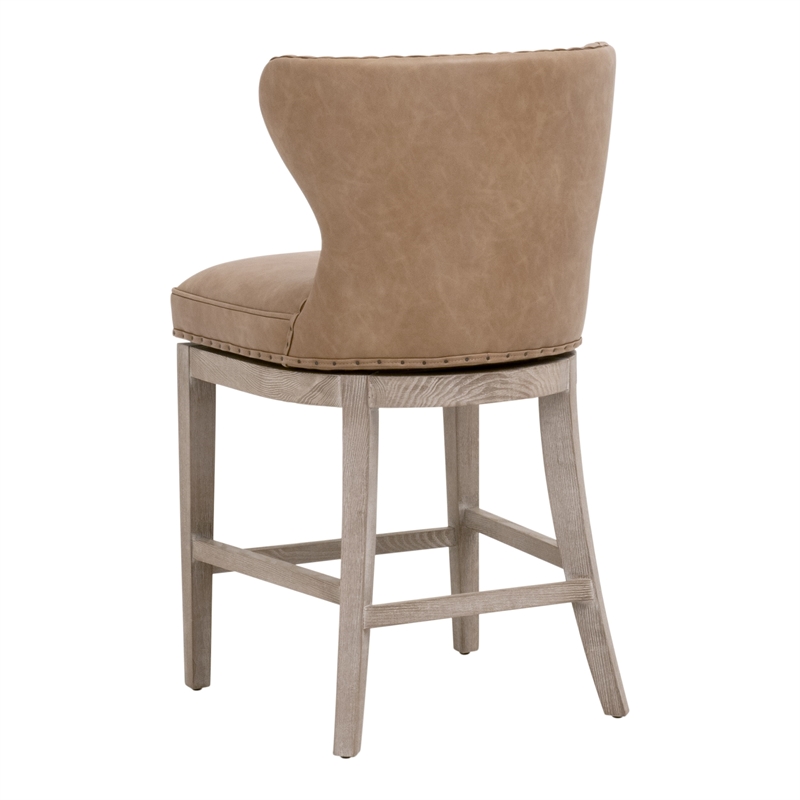 Maklaine Contemporary Transitional Swivel Counter Stool in Brown