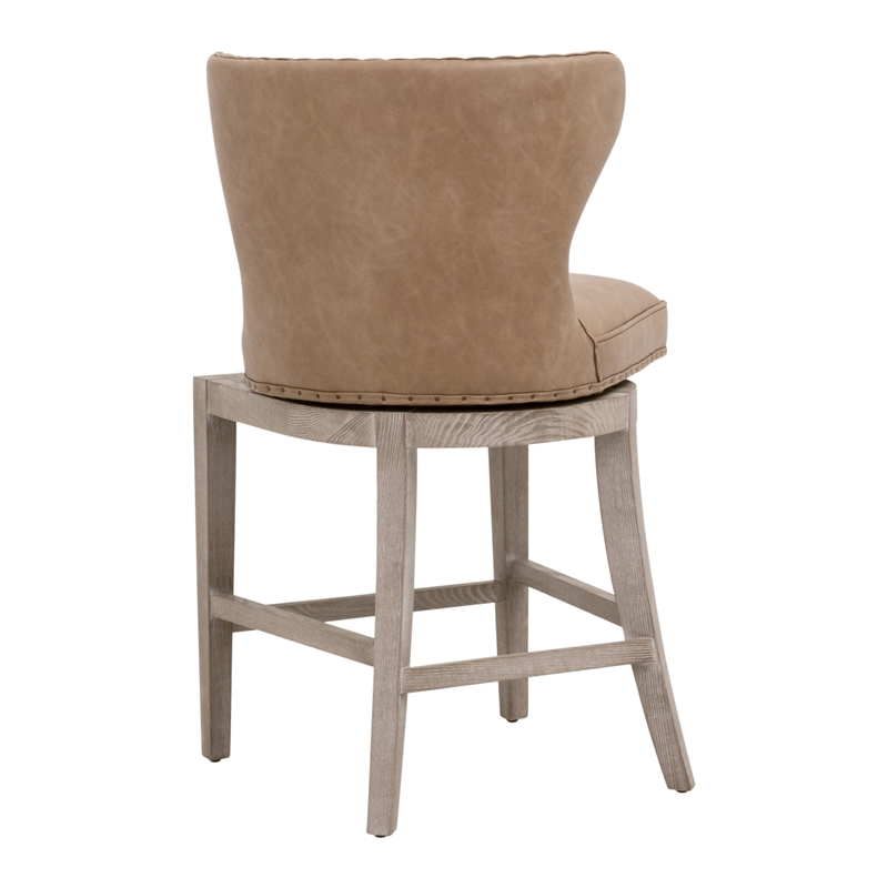 Maklaine Contemporary Transitional Swivel Counter Stool in Brown