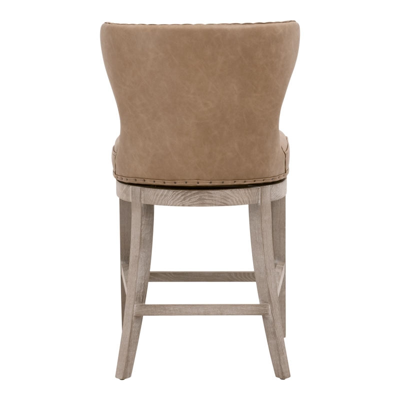 Maklaine Contemporary Transitional Swivel Counter Stool in Brown