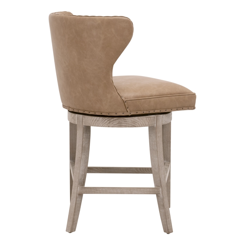 Maklaine Contemporary Transitional Swivel Counter Stool in Brown