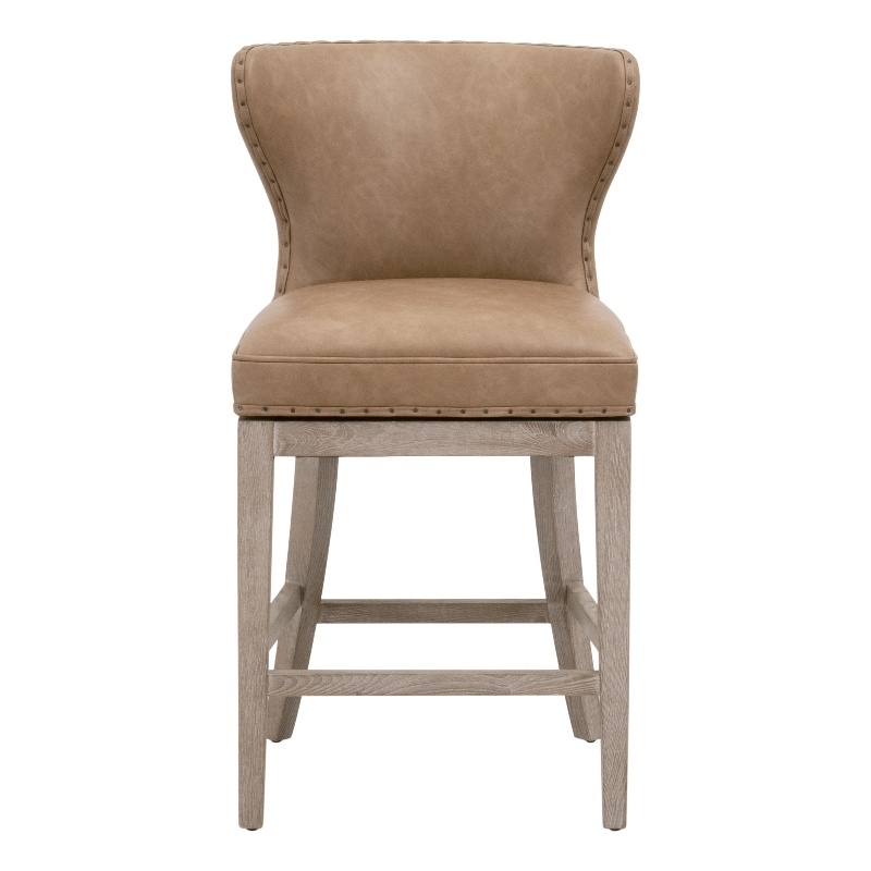 Maklaine Contemporary Transitional Swivel Counter Stool in Brown