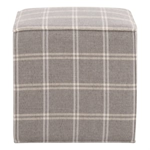 Maklaine Modern Transitional Accent Cube in Gray Finish and White