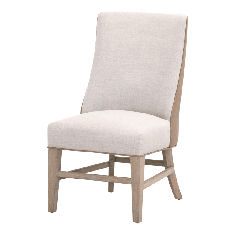 Maklaine Contemporary Transitional Duet Head Chair in Beige Finish