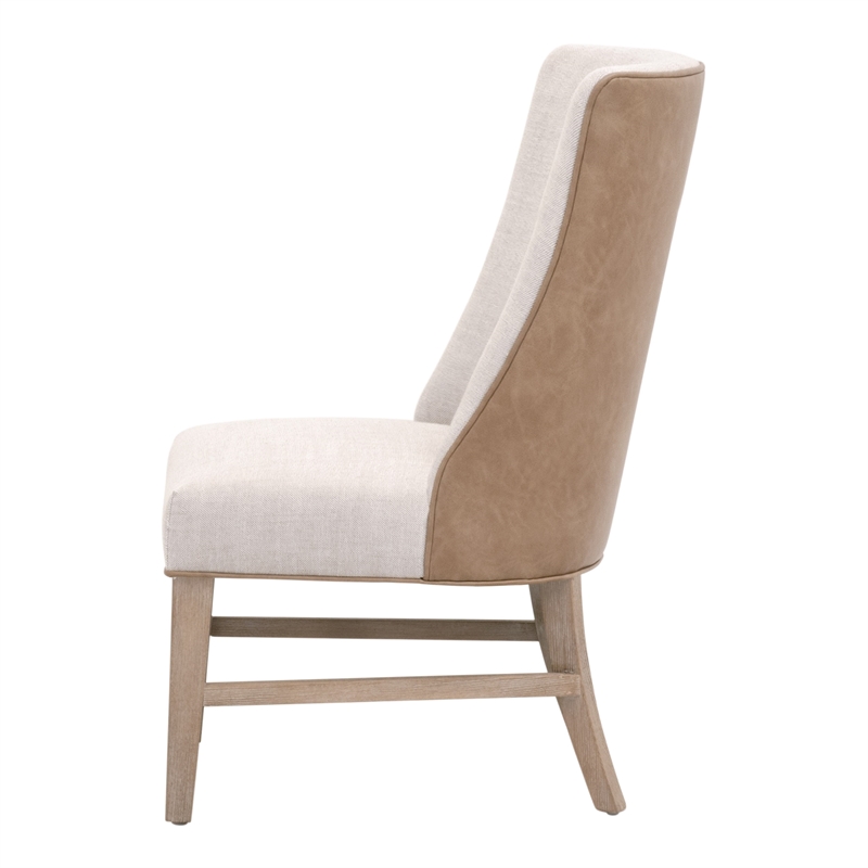 Maklaine Contemporary Transitional Duet Head Chair in Beige Finish