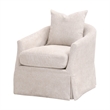 Maklaine Modern Transitional Slipcover Swivel Club Chair in Beige