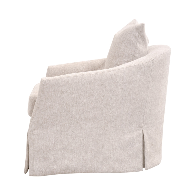 Maklaine Modern Transitional Slipcover Swivel Club Chair in Beige