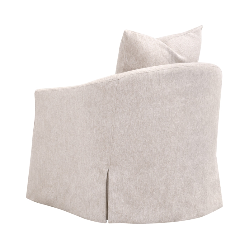 Maklaine Modern Transitional Slipcover Swivel Club Chair in Beige