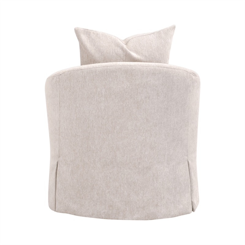 Maklaine Modern Transitional Slipcover Swivel Club Chair in Beige