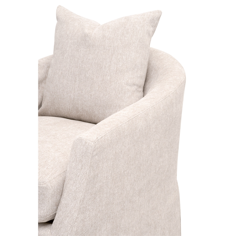 Maklaine Modern Transitional Slipcover Swivel Club Chair in Beige