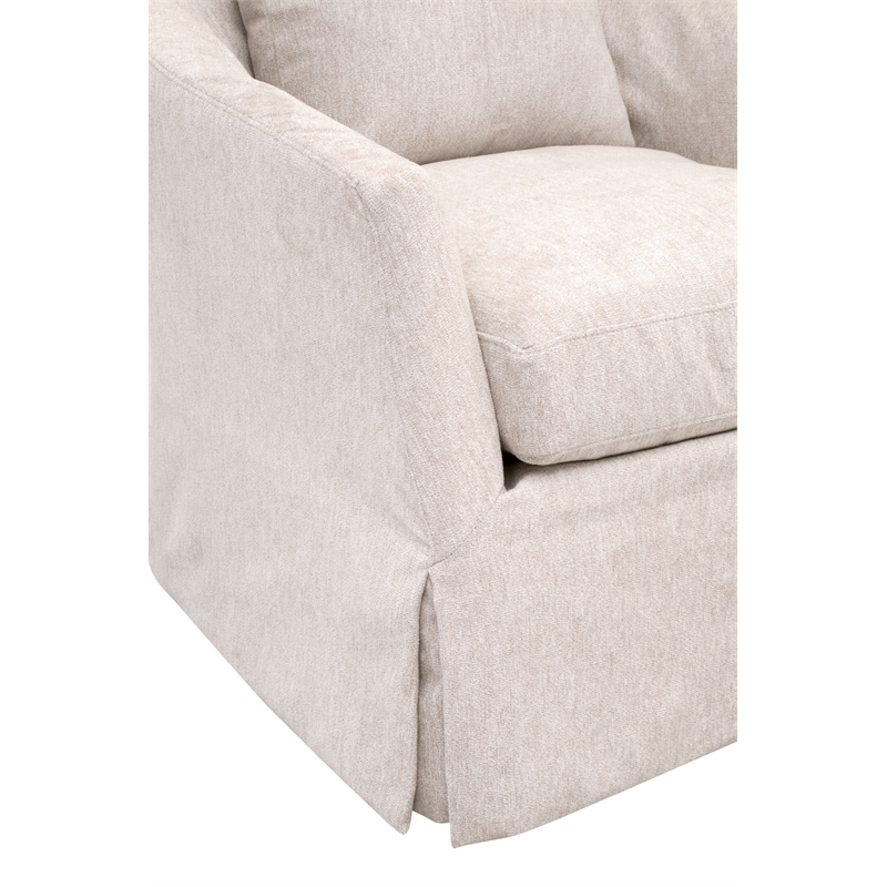 Maklaine Modern Transitional Slipcover Swivel Club Chair in Beige