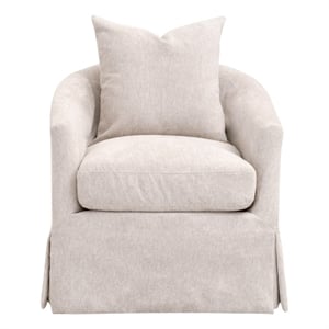 Maklaine Modern Transitional Slipcover Swivel Club Chair in Beige