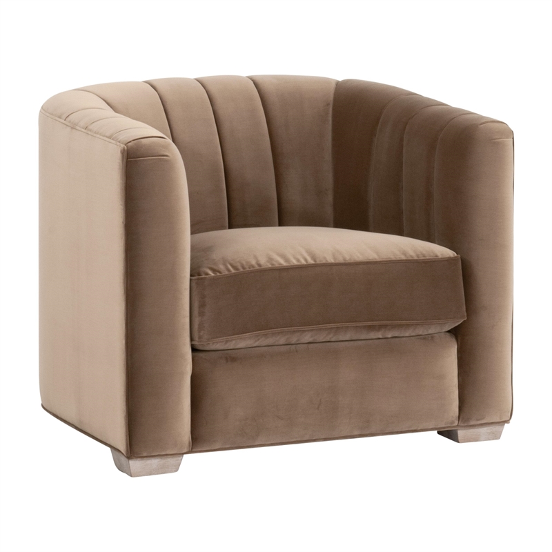 Maklaine Modern Transitional Channel Back Sofa Chair in Brown