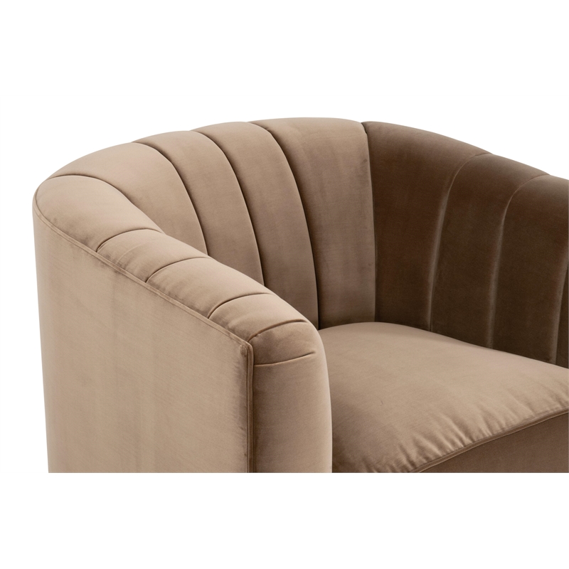 Maklaine Modern Transitional Channel Back Sofa Chair in Brown