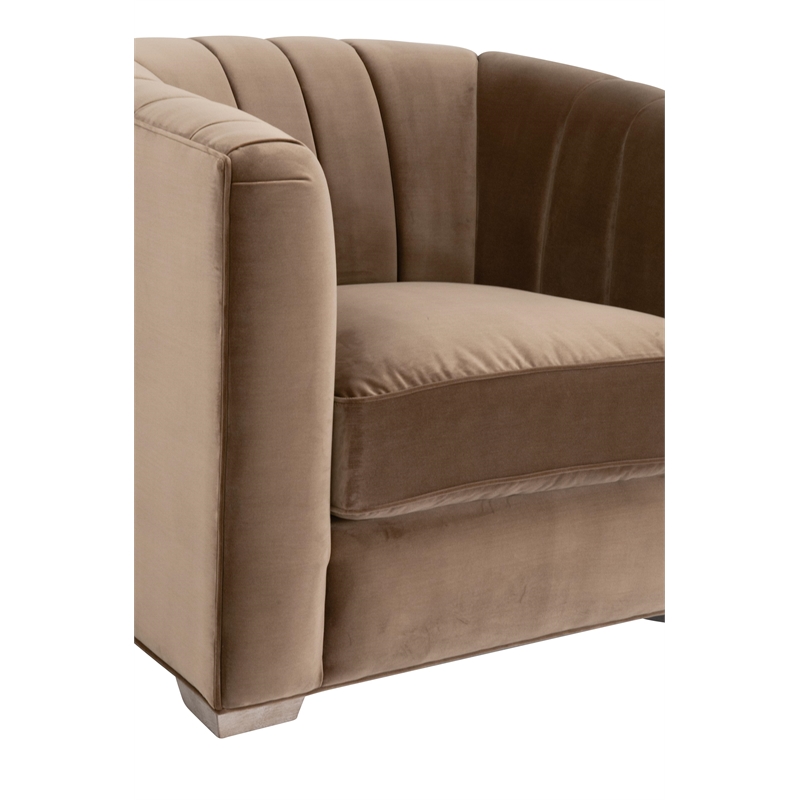 Maklaine Modern Transitional Channel Back Sofa Chair in Brown