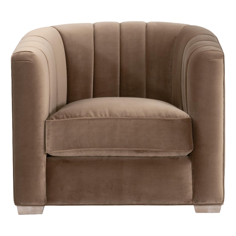 Maklaine Modern Transitional Channel Back Sofa Chair in Brown