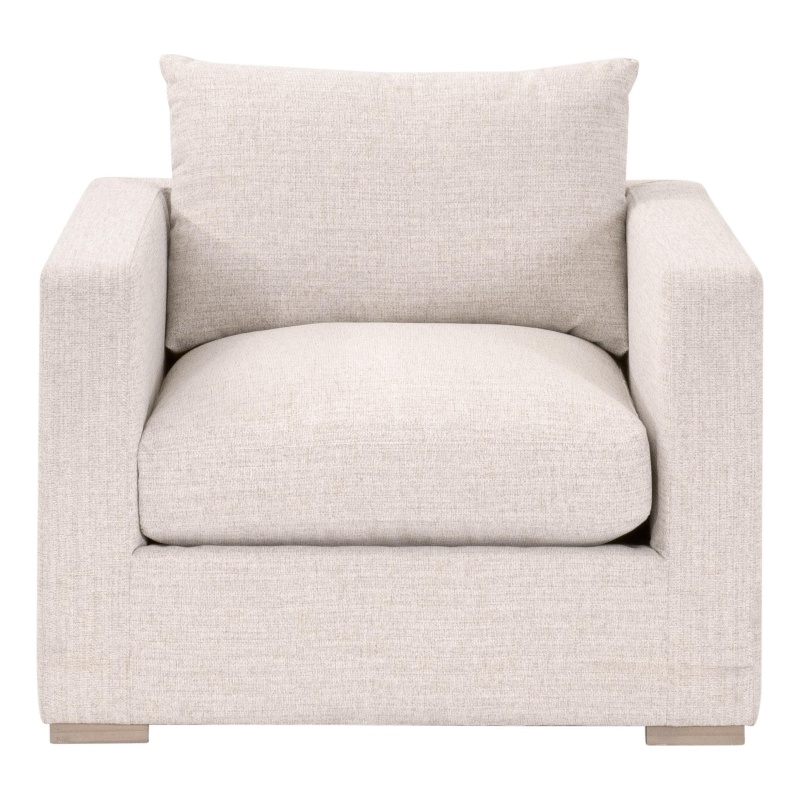 Maklaine Transitional Outdoor Track Arm Sofa Chair in Off White