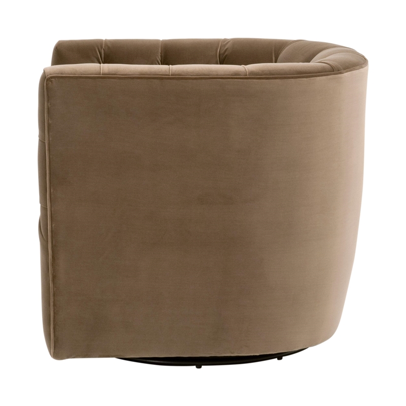 Maklaine Contemporary Transitional Swivel Club Chair in Brown