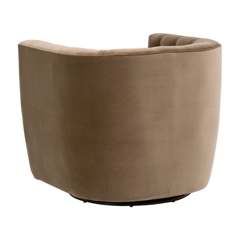Maklaine Contemporary Transitional Swivel Club Chair in Brown