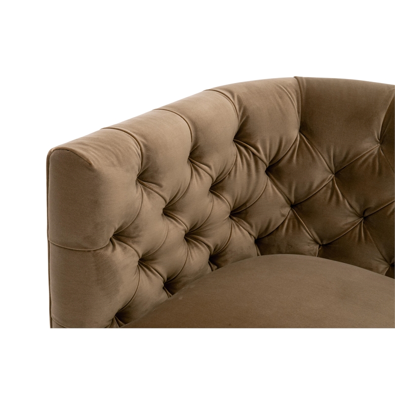 Maklaine Contemporary Transitional Swivel Club Chair in Brown