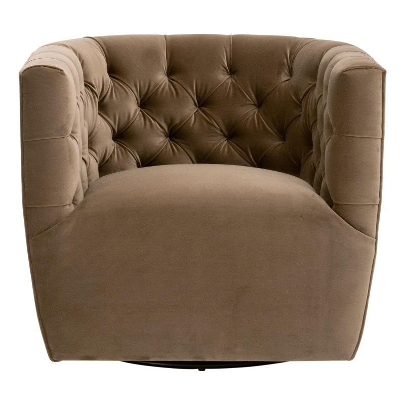 Maklaine Contemporary Transitional Swivel Club Chair in Brown