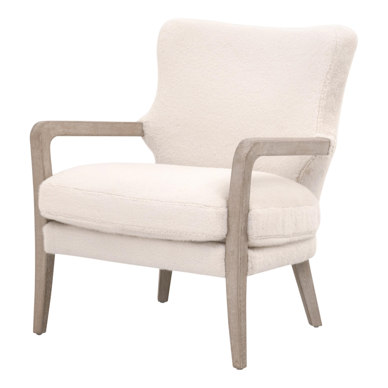 Maklaine Contemporary Transitional Club Chair in Cream Finish