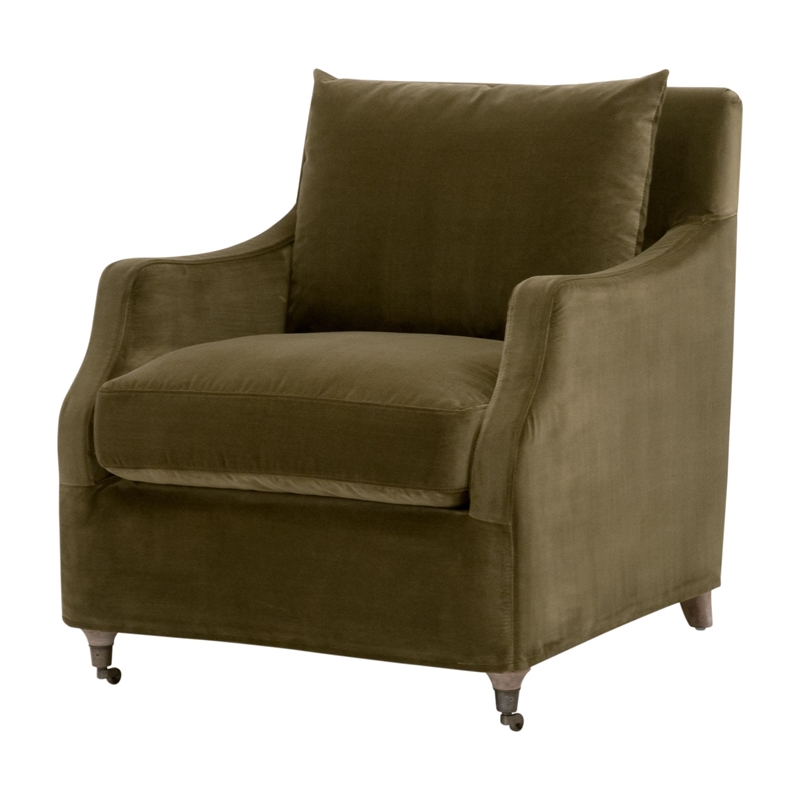 Maklaine Contemporary Transitional Slipcover Club Chair in Green