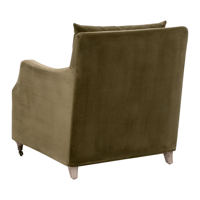 Maklaine Contemporary Transitional Slipcover Club Chair in Green