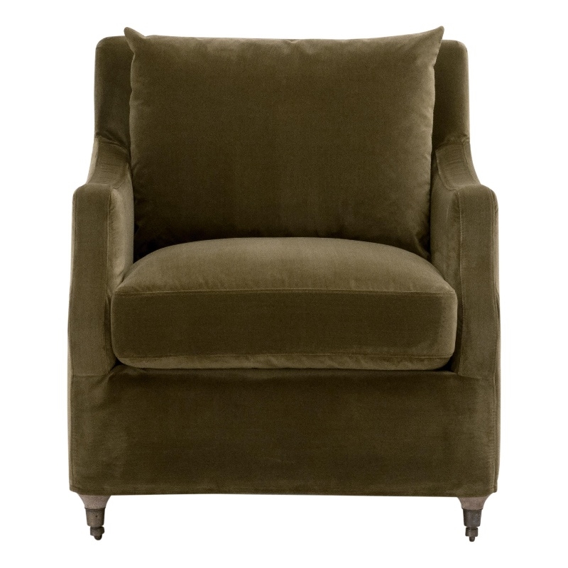 Maklaine Contemporary Transitional Slipcover Club Chair in Green