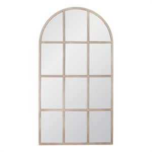 Maklaine Contemporary Transitional Grid Arched Mirror in Natural